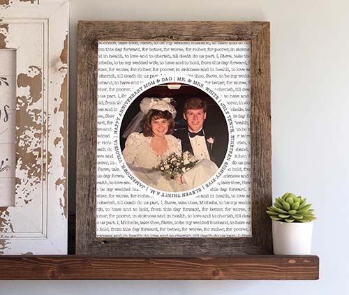 framed wedding vows and photo