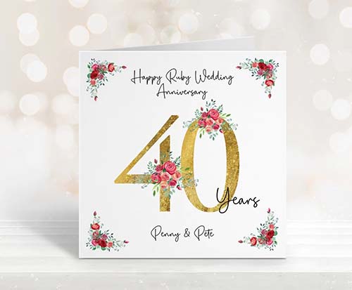 Happy Ruby Wedding Anniversary Card