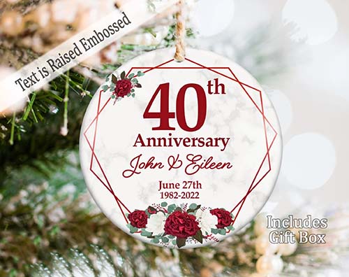 personalized 40th anniversary ornament