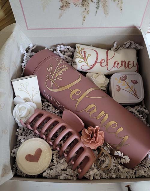 Bridesmaid Gifts - Burgundy Rose Personalized Box Set