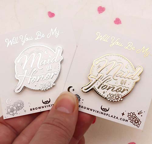 maid of honor enamel pin