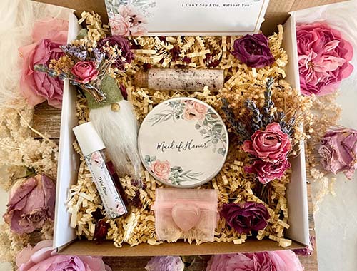 floral filled custom gift box