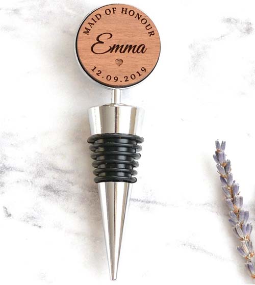 engraved wine stoppers for maid of honor
