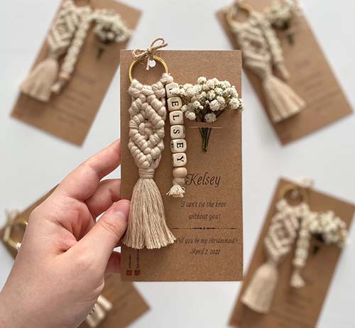 personalized macrame name keychains