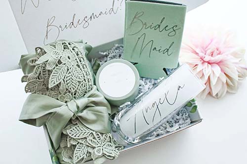 sage green maid of honor gift box