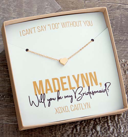 Bridesmaid Gifts - Will you be my bridesmaid Heart necklace