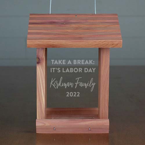 Engraved Labor Day Bird Feeder