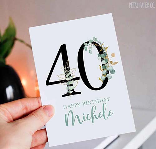 40th Birthday Wishes - floral framed card
