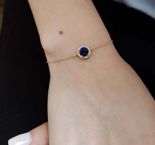 45th Anniversary Gifts: 14k gold blue sapphire bracelet