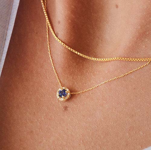45th Anniversary Gifts: 14k Gold Sapphire Necklace