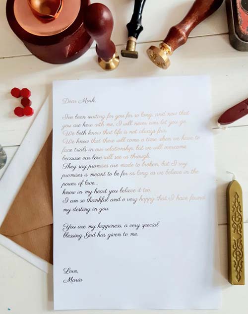 metallic print love letter