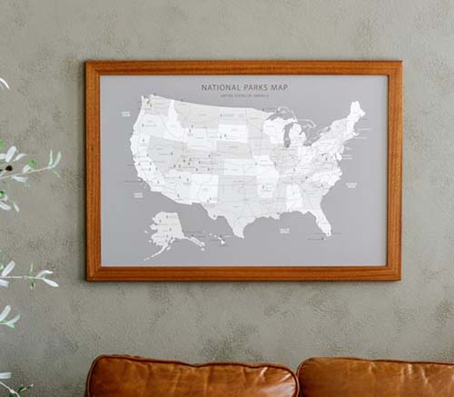 national park push pin map