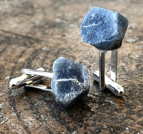 45th Anniversary Gifts: Raw Sapphire Cufflinks