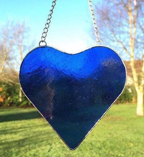 45th Anniversary Gifts: blue sapphire heart suncatcher