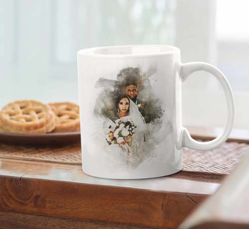 45th Anniversary Gifts: watercolor portrait mug