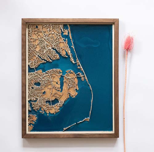 45th Anniversary Gifts: wooden map of your city