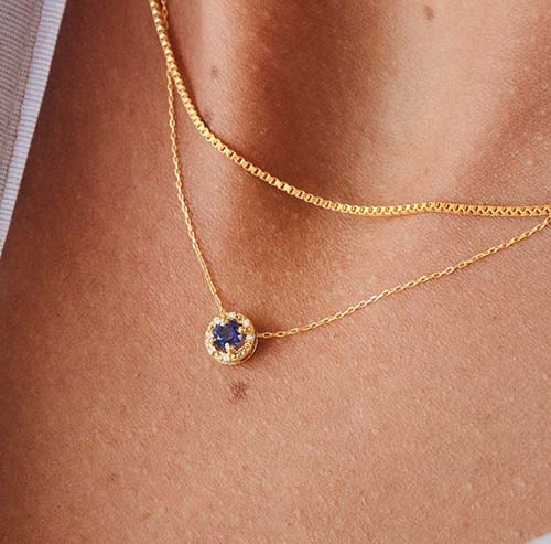 natural blue sapphire and gold necklace