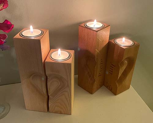 personalized wooden pillar candle