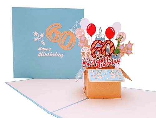 60th Birthday Wishes - Pop up birthday card