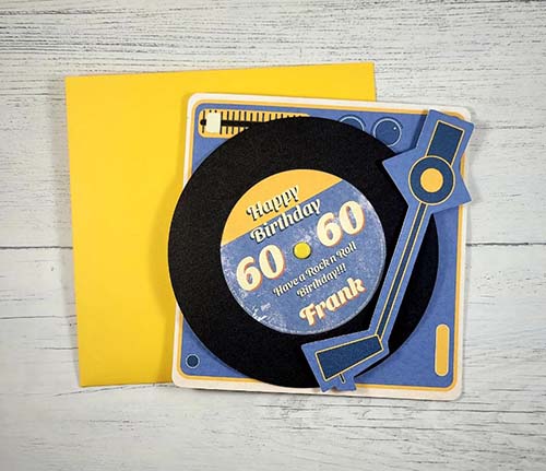 60th Birthday Wishes - record player card