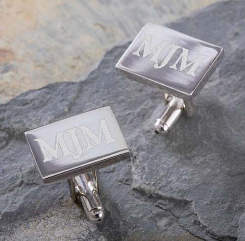 engraved metal cufflinks