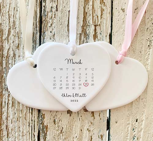 Bridal Shower Gifts - wedding date ornament