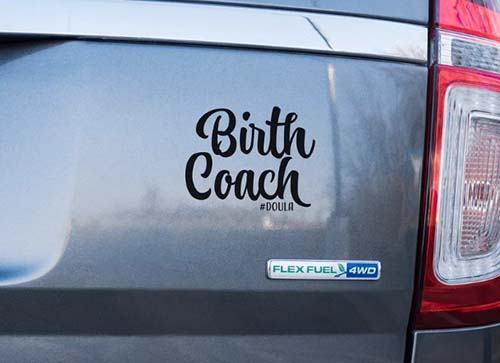 birth coach car sticker