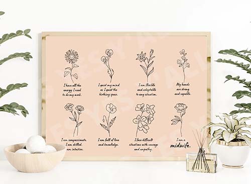 birthing coach floral wall art