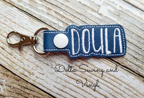 midwife gifts - embroidered doula keychain