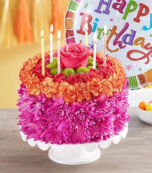 16th birthday gifts: vibrant flower cake