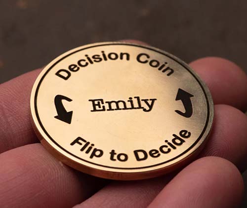 50th anniversary gifts - decide your fate engraved decision coin