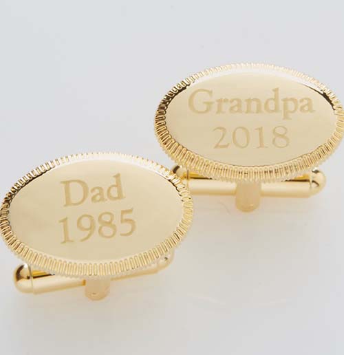 50th anniversary gifts - gold engraved cufflinks