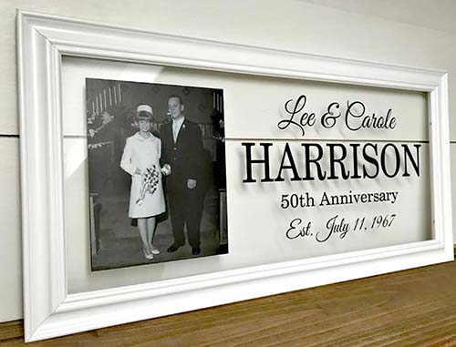 50th anniversary gifts personalized framed glass photo