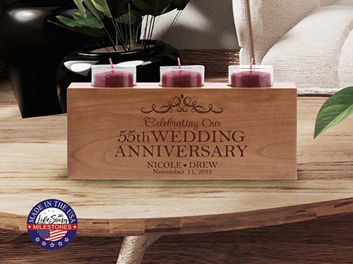 55th Anniversary Gifts - Celebrating Our Anniversary Candle Holder