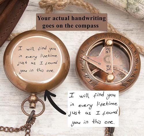 55th Anniversary Gifts - Custom Handwritten Compass