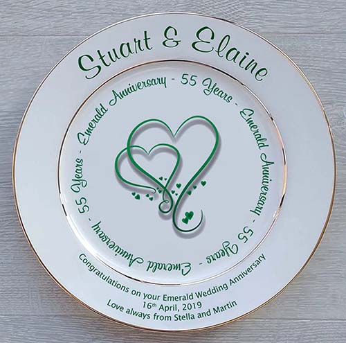 55th Anniversary Gifts - Emerald Colored Keepsake Plate