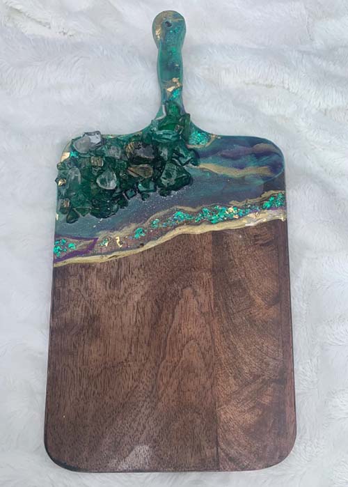 55th Anniversary Gifts - Geode Emerald Charcuterie Board