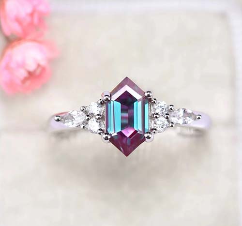 hexagon alexandrite ring