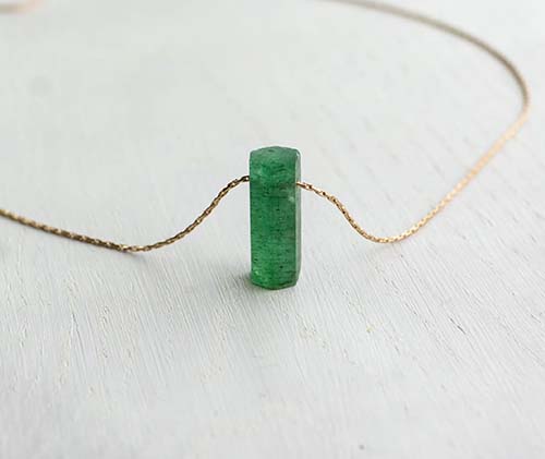 raw emerald gold necklace