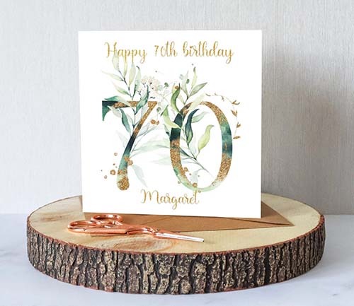 70th Birthday Wishes - Eucalyptus Card