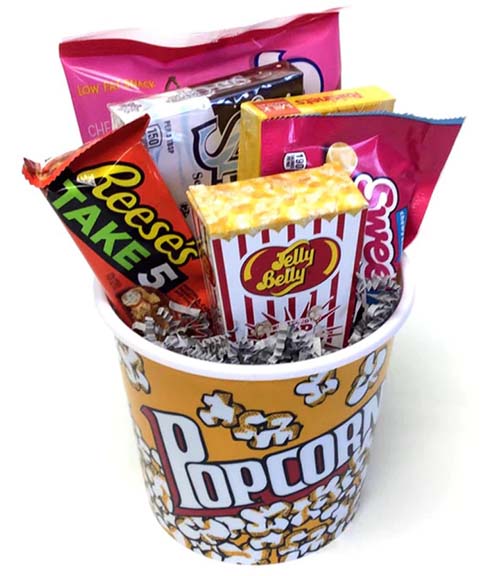 bridal shower game prizes - movie night gift bucket