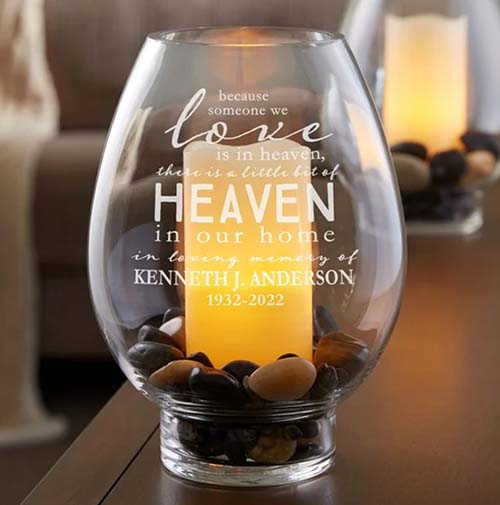 in memory of mom gifts: in our home engraved candle