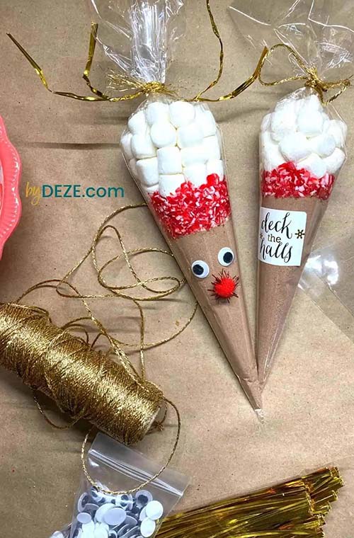 stocking stuffer ideas for men - DIY Hot Chocolate Mix Reindeer Cones