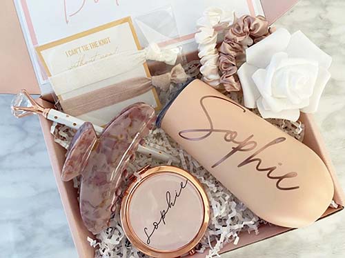 bridesmaid proposal boxes - bridesmaid blush pink
