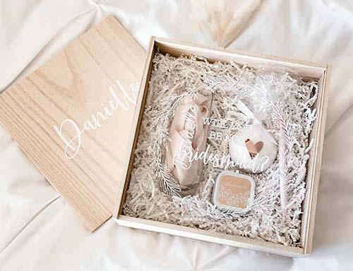 bridesmaid proposal boxes - personalized wooden box