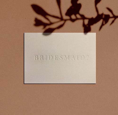 bridesmaid proposal boxes - minimal stamped proposal card