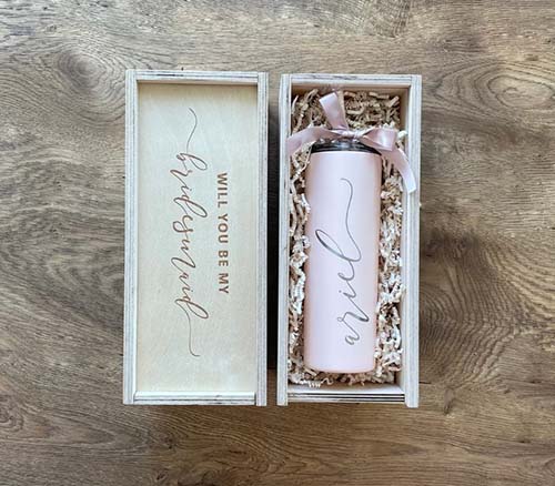 personalized bridesmaid proposal boxes and tumblers