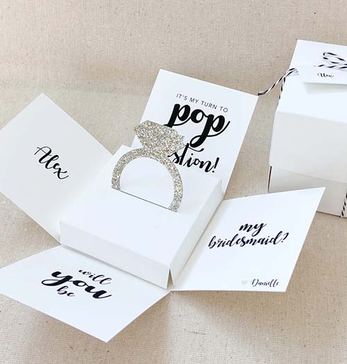 Pop up proposal cards for bridesmaid
