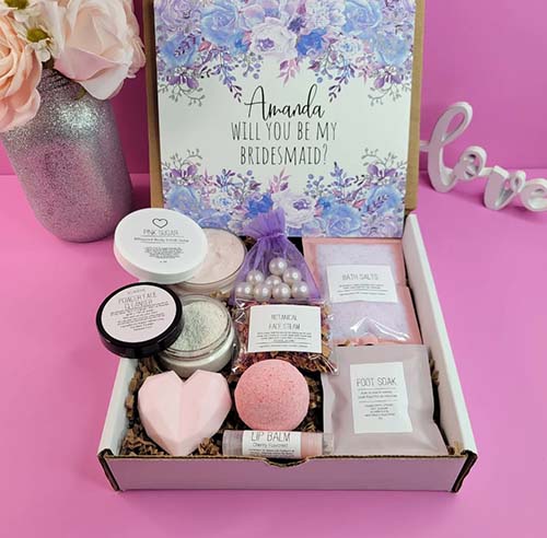 purple florals bridesmaid proposal box