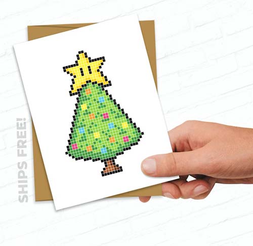 Christmas gifts for gamers - 8bit retro holiday cards